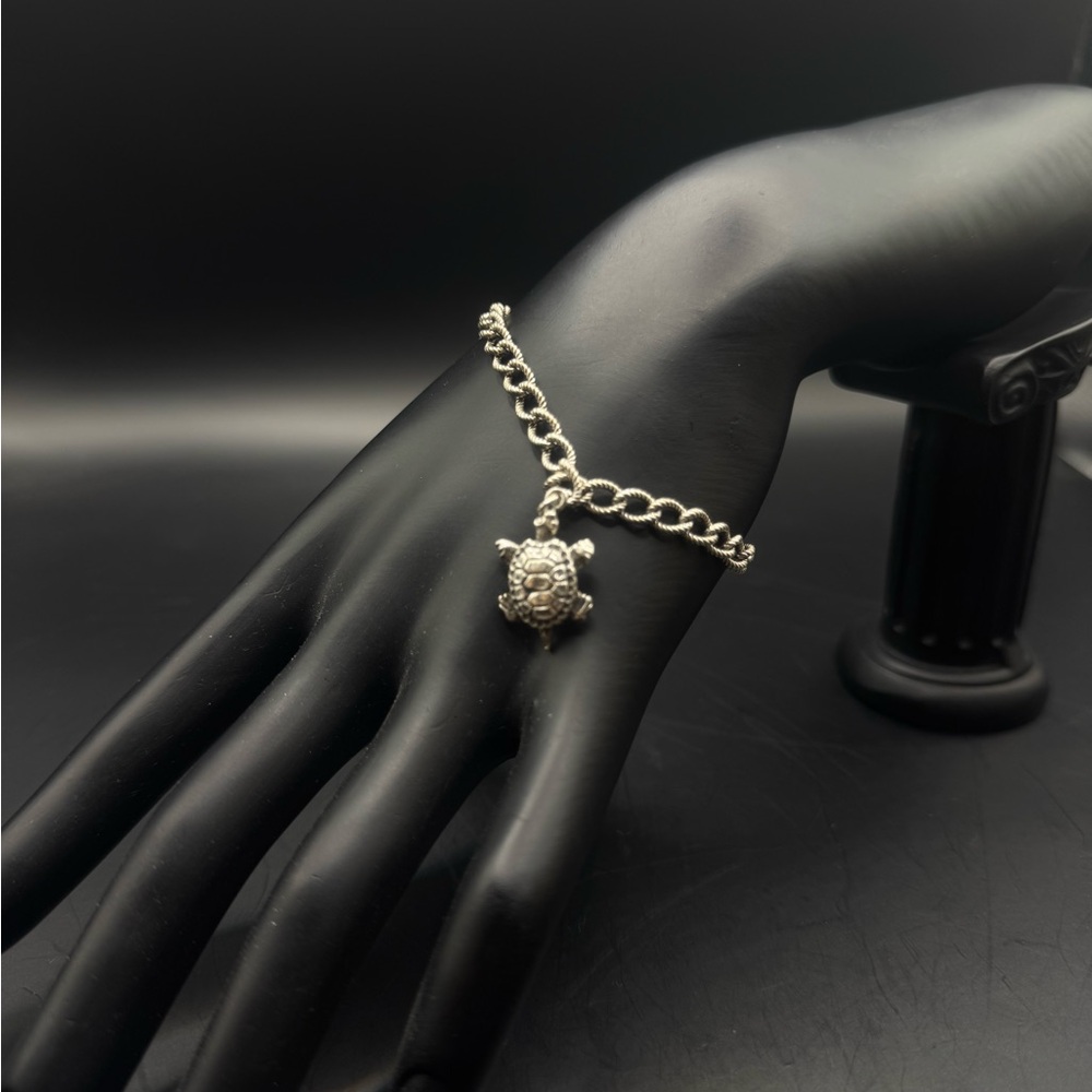 Vintage Sterling Silver Turtle Charm Bracelet